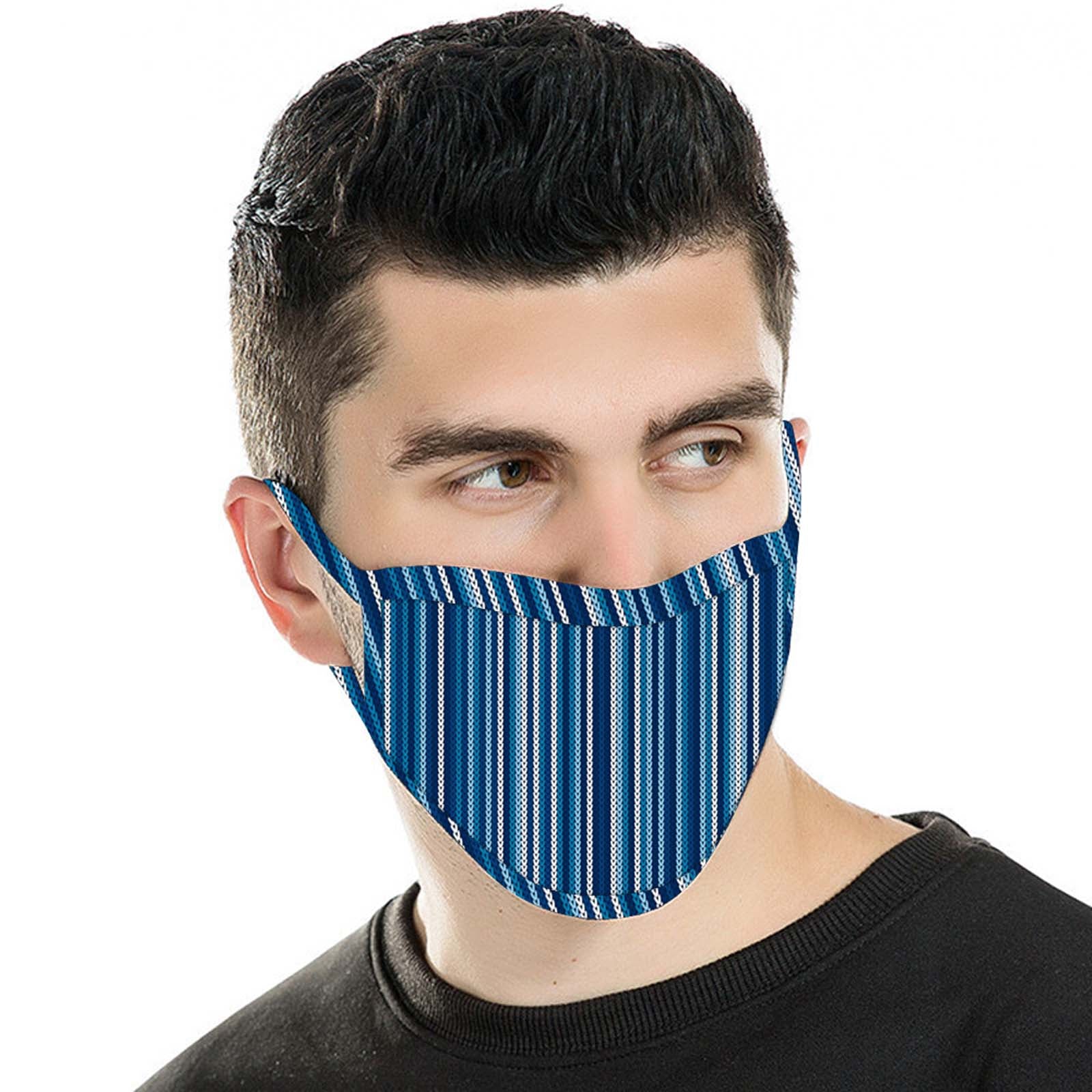 FCM-062  American Bling Blue Stripe Print Cloth Face Mask 1Pcs