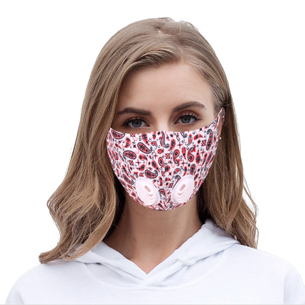 500Pcs White Paisley Print Double Breathing Valve Single Ply Face Mask